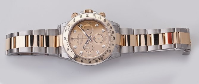 Rolex 116523 champagne dial diamond Daytona Stainless Steel Yellow Gold - фото 12
