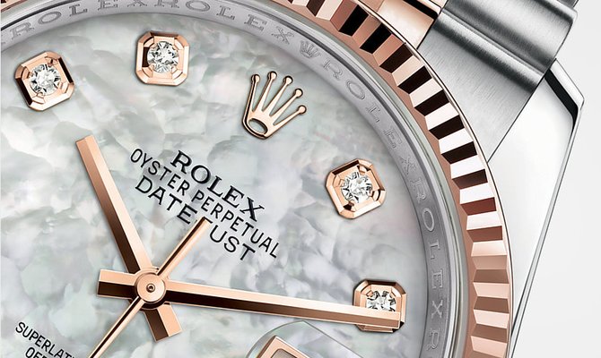 Rolex 116231 White mother-of-pearl set with diamonds JB Datejust 36 Everose Rolesor Fluted Bezel Jubilee Bracelet - фото 2