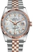 Rolex Часы Rolex Datejust 116231 White mother-of-pearl set with diamonds JB 36 Everose Rolesor Fluted Bezel Jubilee Bracelet