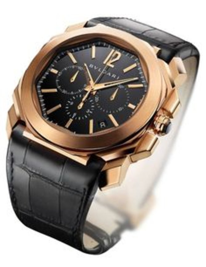 Bvlgari Octo Chronograph RG Black Strap Octo Gerald Genta