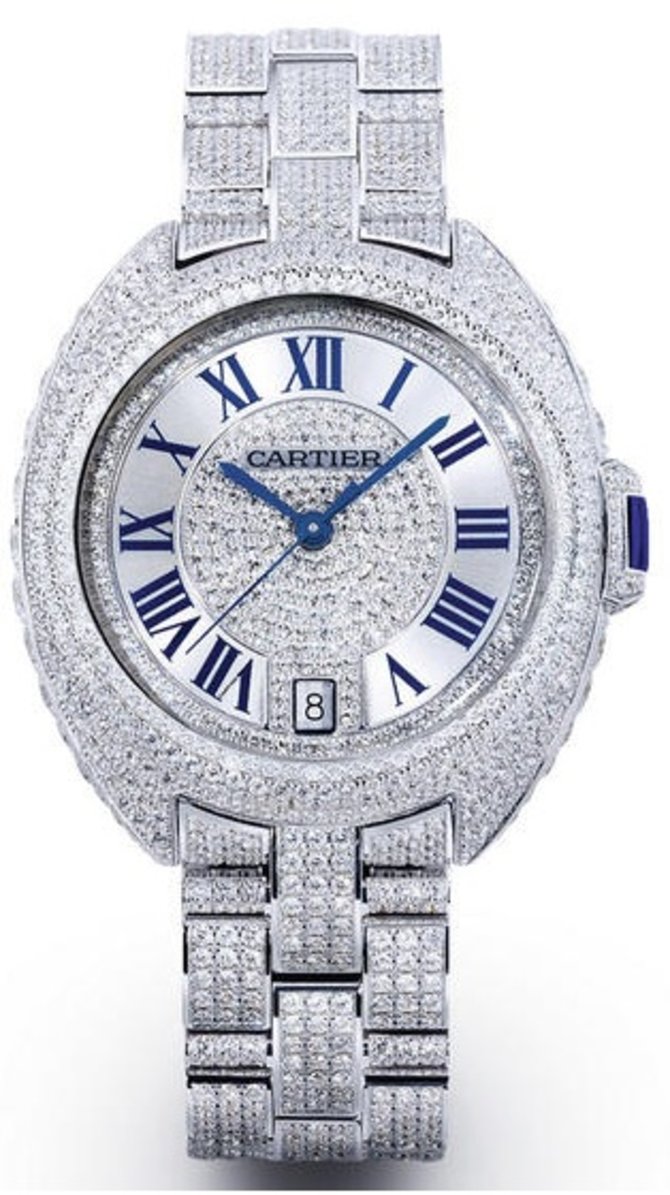 Cartier Cle De Cartier 35 mm White Gold Diamond Set Tortue Cushion