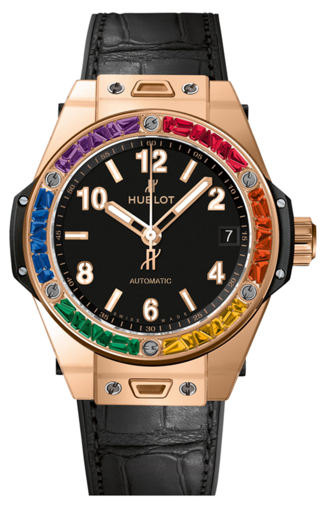 Hublot 465.OS.1180.LR.4099 Big Bang One Click 39 mm King Gold Neige Rainbow Baguettes - фото 1