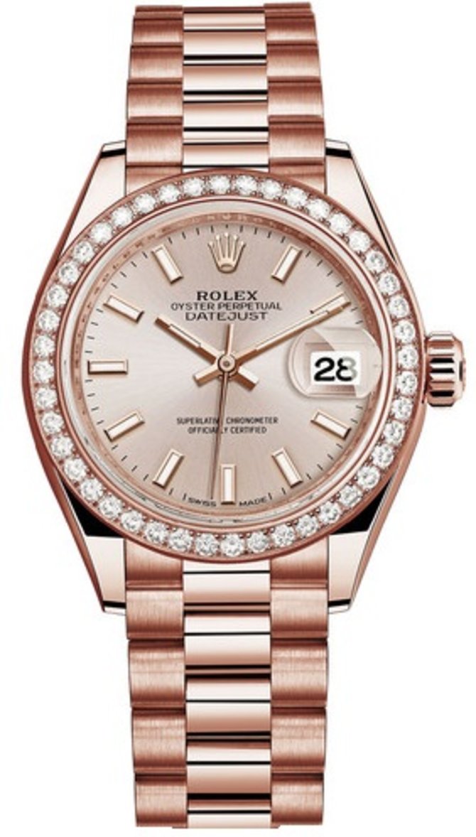 Rolex 279135rbr-0006 Datejust Ladies 28 mm Everose Gold  - фото 1