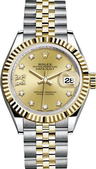 279173-0021 Rolex 28 mm Steel and Yellow Gold Datejust Ladies