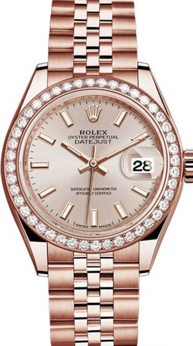 Rolex 279135rbr-0007 Datejust Ladies 28 mm Everose Gold  - фото 1