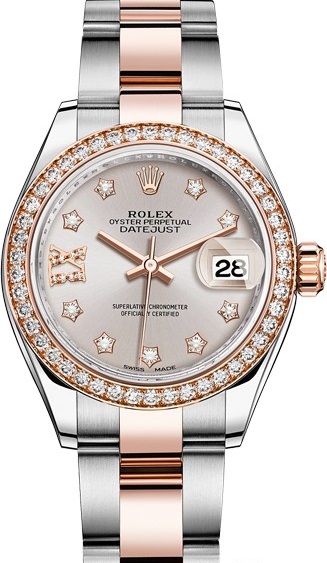 279381rbr-0020 Rolex 28 mm Steel and Everose Gold Datejust Ladies