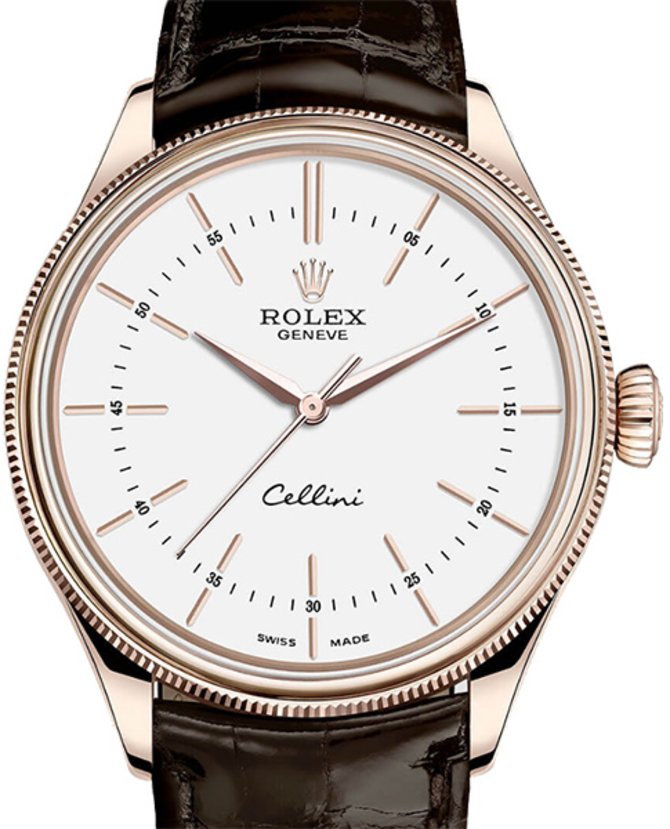 Rolex 50505 white lacquer dial Cellini Time Everose Gold - фото 1