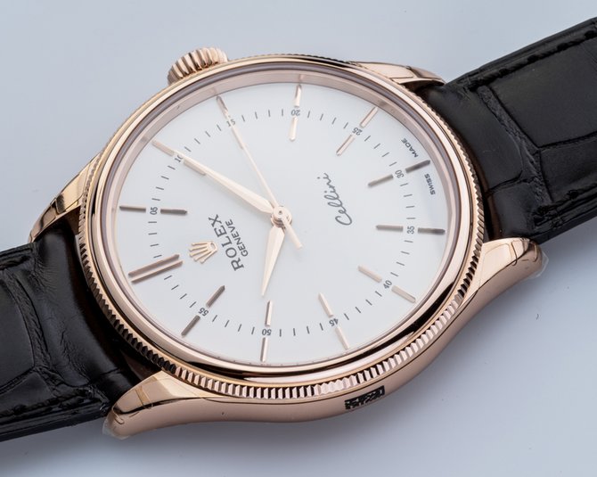 Rolex 50505 white lacquer dial Cellini Time Everose Gold - фото 12