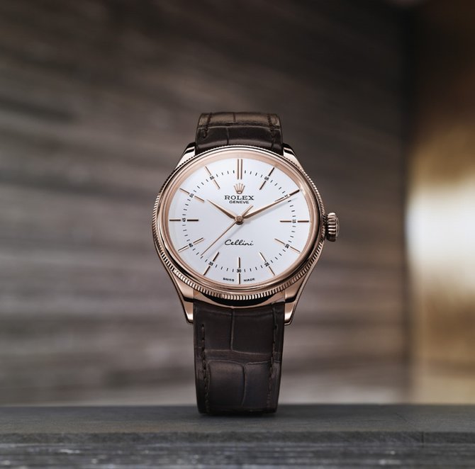 Rolex 50505 white lacquer dial Cellini Time Everose Gold - фото 4