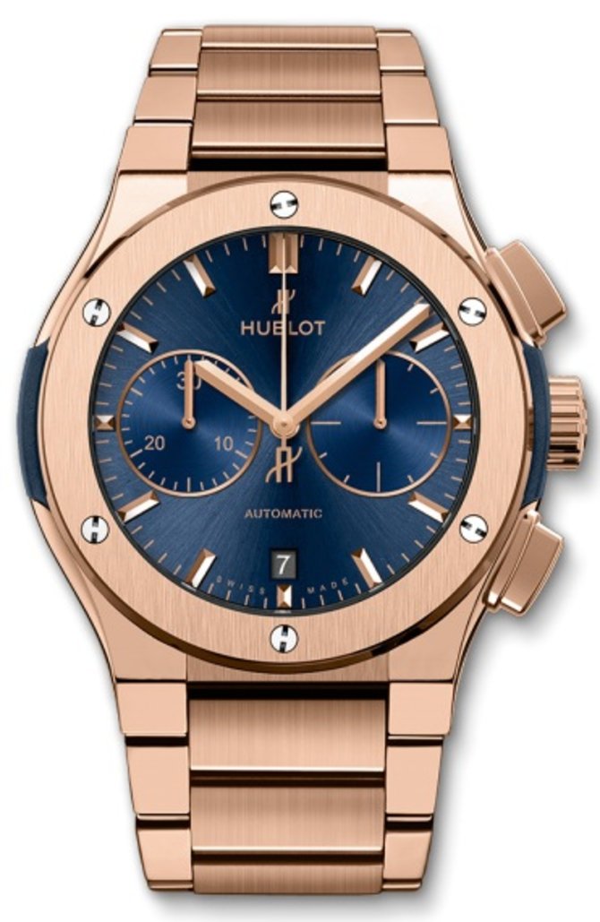 Hublot 520.OX.7180.OX Classic Fusion Chronograph Blue Bracelet King Gold