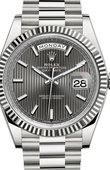 Rolex Day-Date 228239 Dark rhodium stripe motif dial White Gold