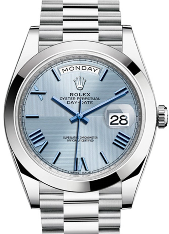 Rolex 228206 Ice blue quadrant motif Day-Date 40 mm Platinum