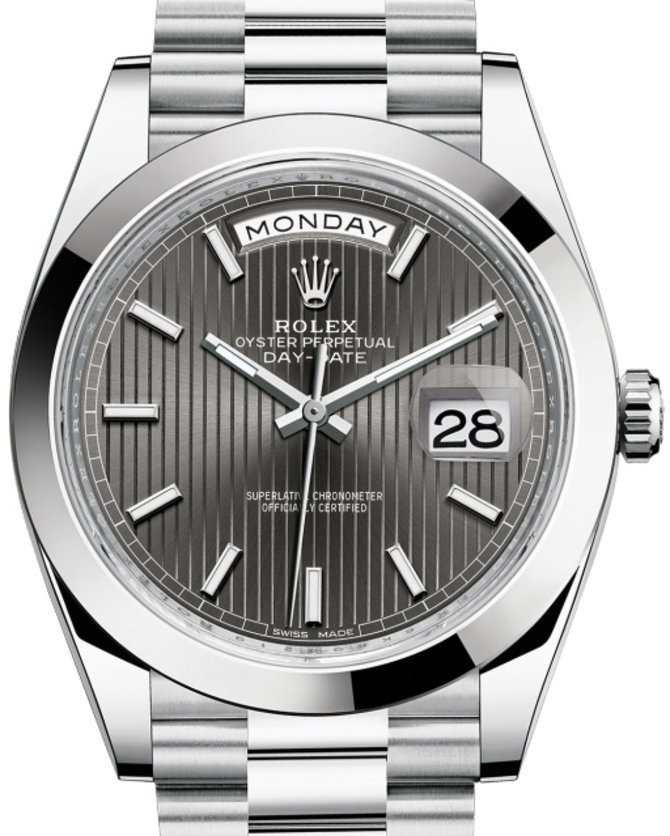 Rolex 228206 Dark rhodium stripe motif Day-Date 40 mm Platinum - фото 1