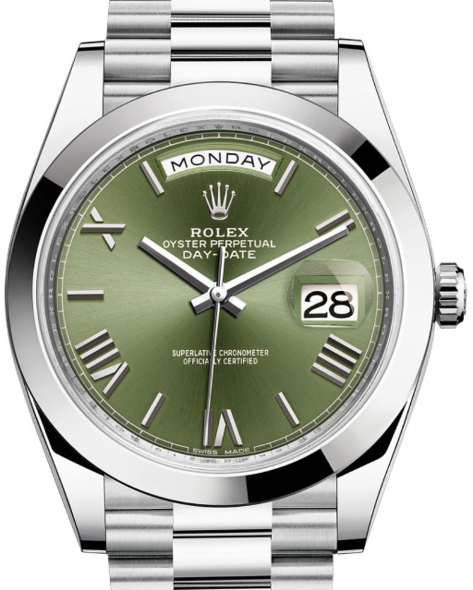 Rolex 228206 Olive green Day-Date 40 mm Platinum - фото 1