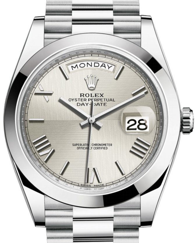 Rolex 228206 Silver quadrant motif Day-Date 40 mm Platinum - фото 1