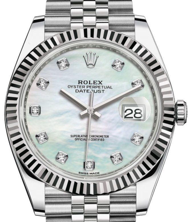 Rolex 126334 White Mother-of-pearl Set With Diamonds Datejust Datejust 41 White Rolesor Jubilee