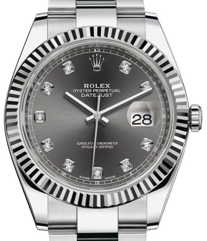 Rolex 126334 Dark rhodium set with diamonds Datejust 41 White Rolesor