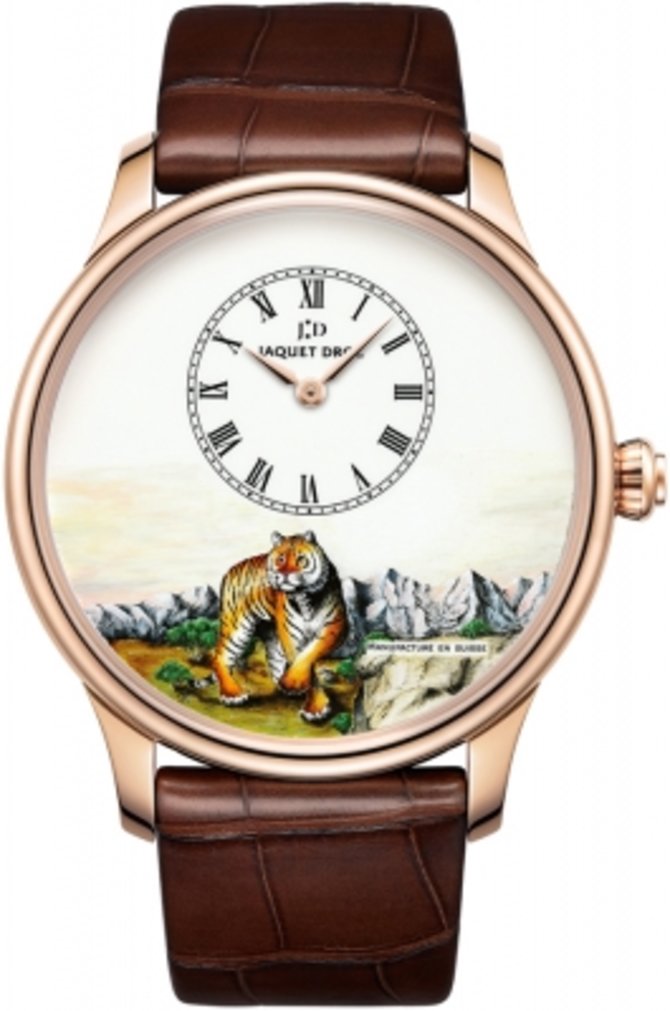 Jaquet Droz J005033297 TIGER Les Ateliers D'Art Petite Heure Minute Enamel Painting 43 mm