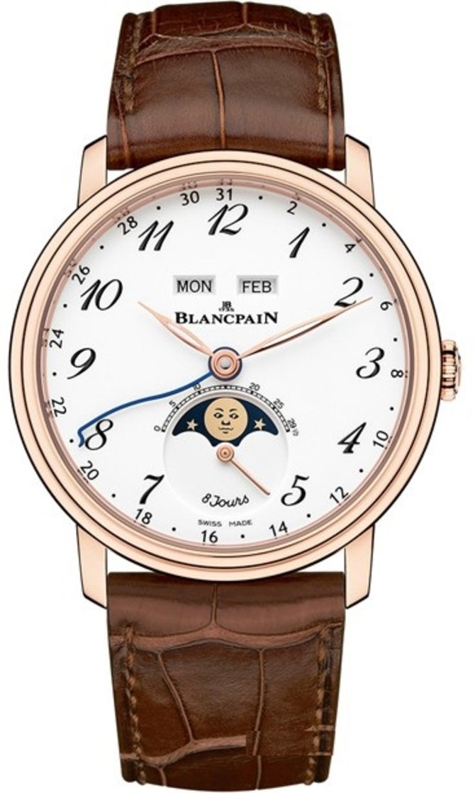 Blancpain 6639A-3631-55B Villeret Moon Phase Complete Calendar "8 Jours"