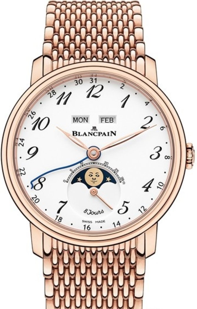 Blancpain 6639A-3631-MMB Villeret Moon Phase Complete Calendar '8 Jours'