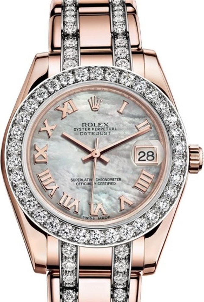 Rolex 81285-0042 Datejust Ladies Pearlmaster Everose Gold 34