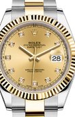 Rolex Часы Rolex Datejust 126333 Champagne set with diamonds Oyster Bracelet Yellow Rolesor