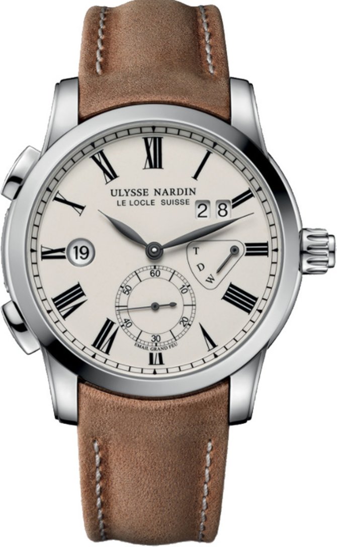 Ulysse Nardin 3243-132/E1-BQ Dual Time Manufacture Grand Feu white enamel