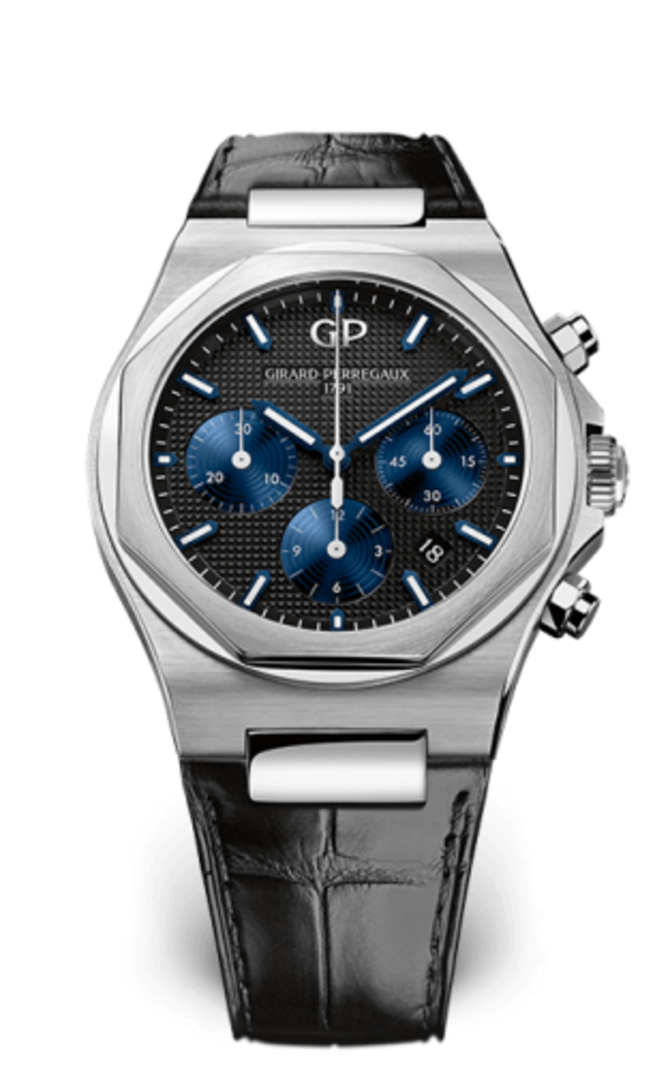 Girard Perregaux 81020-11-631-BB6A Laureato Chronograph Stainless Steel Black Alligator