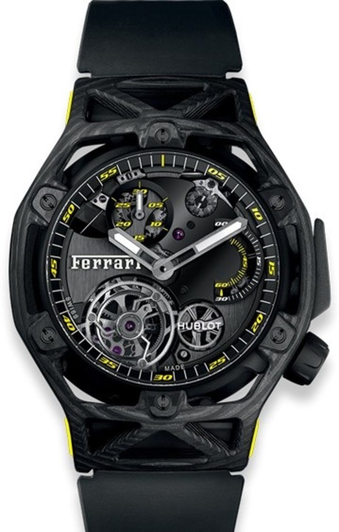 Hublot 408.JW.0123.RX Classic Fusion Techframe Ferrari Tourbillon Chronograph Carbon Yellow 45 mm