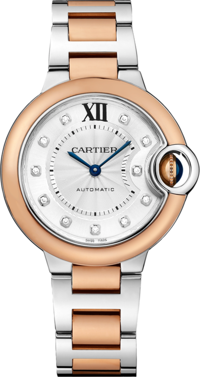 Cartier W3BB0006 Ballon Bleu de Cartier Pink Gold And Steel Diamonds
