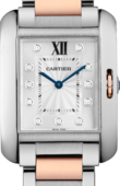 Cartier Tank WT100032 Anglaise Medium Model Pink Gold Steel Diamonds