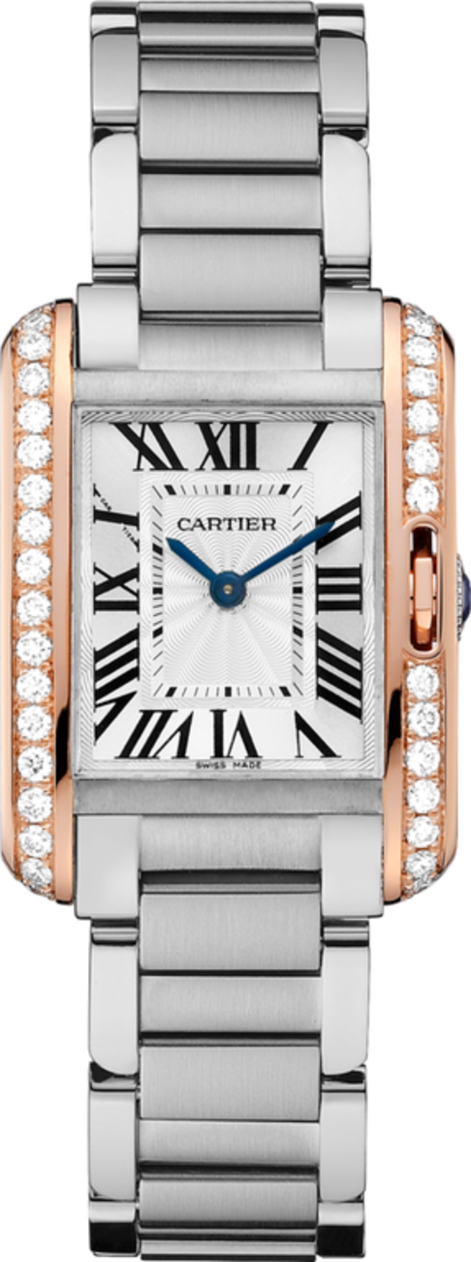 Cartier W3TA0002 Tank Anglaise Small Pink Gold Steel Diamonds