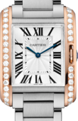Cartier Tank W3TA0003 Anglaise Medium Pink Gold Steel Diamonds
