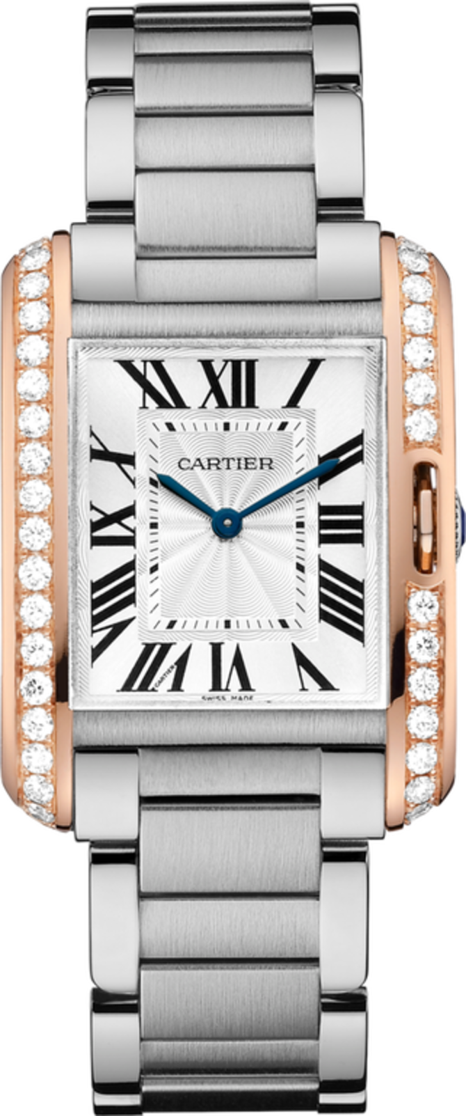 Cartier W3TA0003 Tank Anglaise Medium Pink Gold Steel Diamonds