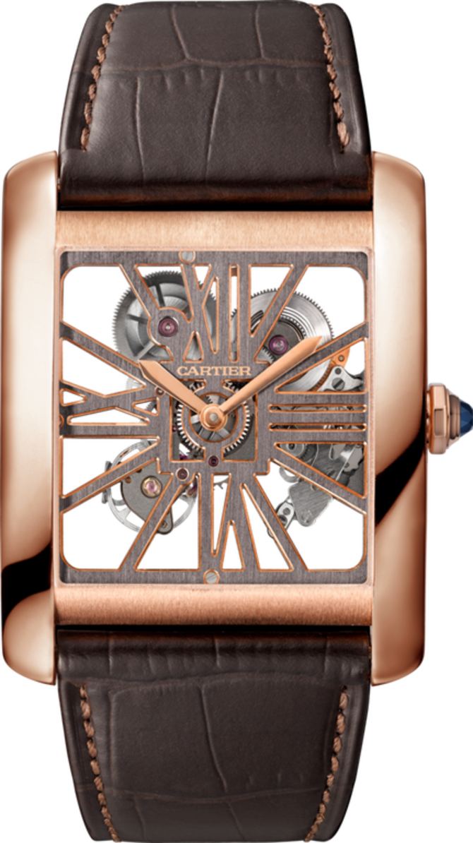 Cartier W5310040 Tank MC Skeleton Large Manual Winding Pink Gold