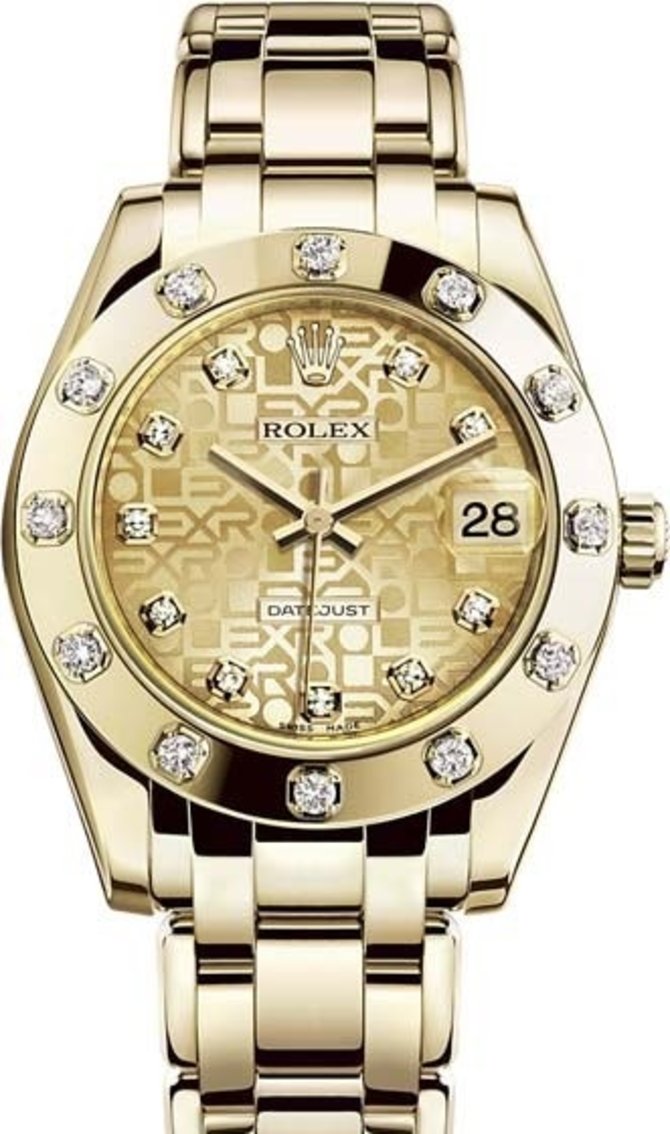 Rolex 81318-0010 Datejust Ladies Pearlmaster Yellow Gold 34 mm 