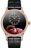 Jaquet Droz Legend Geneva j005013217 PINK FLAMINGO Les Ateliers d'Art Petite Heure Minute Enamel Painting 39mm
