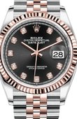 Rolex Datejust 126231 Black set with diamonds Jubilee Everose Rolesor Fluted Bezel Jubilee Bracelet