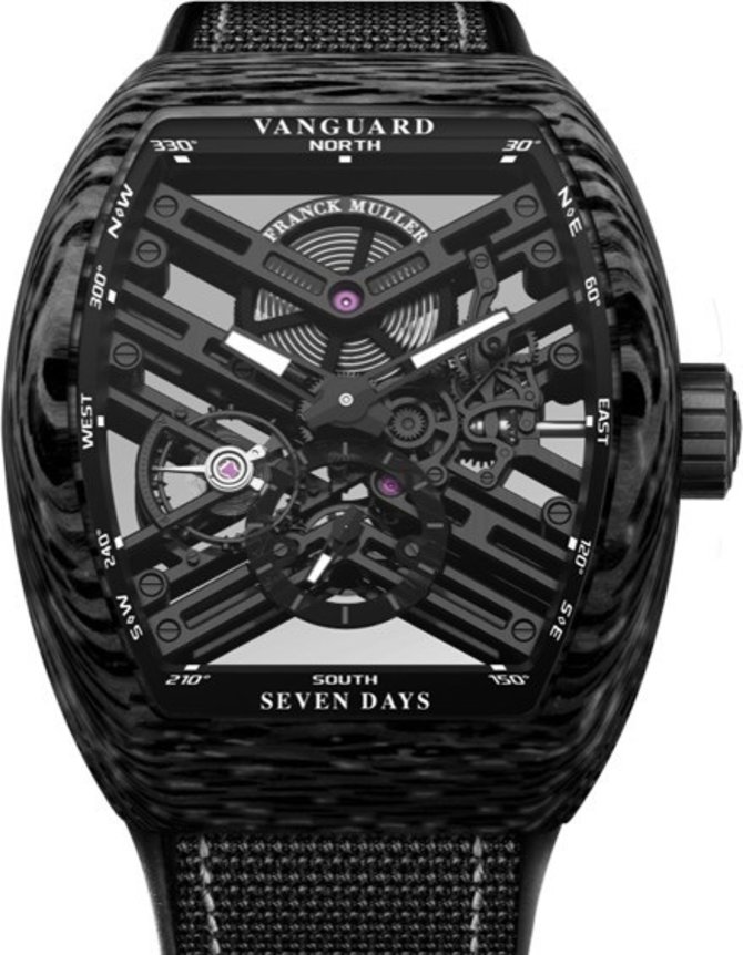 Franck Muller V 45 S6 SQT CARBONE NR Vanguard Vanguard Skeleton