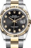 Rolex Часы Rolex Datejust Ladies 126233 Black set with diamonds Yellow Rolesor Fluted Bezel Oyster Bracelet