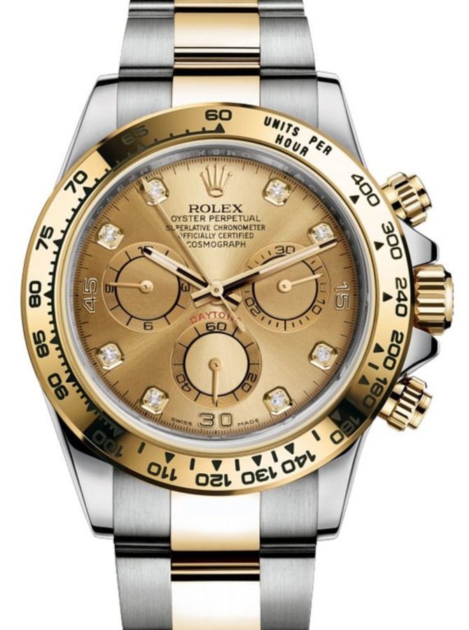 Rolex 116523 champagne dial diamond USED Daytona Steel - Yellow Gold