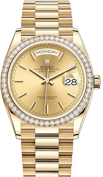 128348rbr-0026 Rolex 36 mm Yellow Gold Day-Date