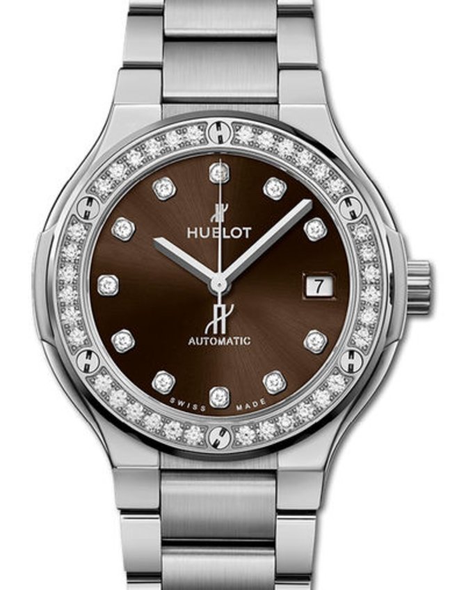Hublot 585.NX.897M.NX.1204 Classic Fusion 33 mm Titanium Brown Diamonds Bracelet