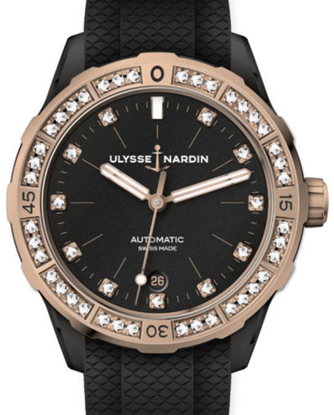 Ulysse Nardin 8165-182B-3/BLACK Lady Diver Steel DLC & Rose Gold