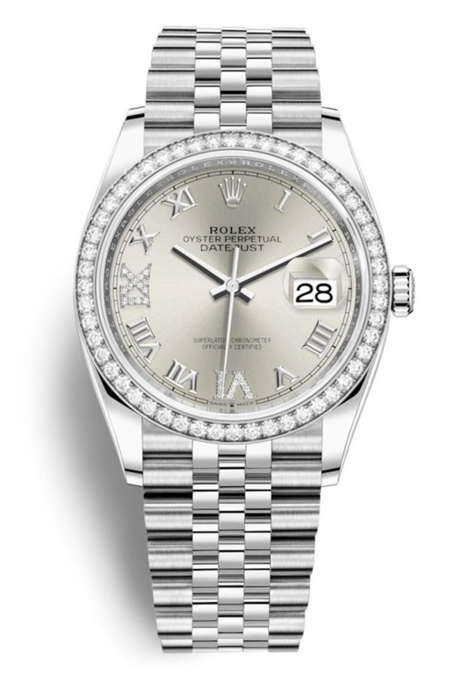 Rolex 126284RBR-0021 Datejust 36 White Rolesor Diamonds Bezel Jubilee Bracelet