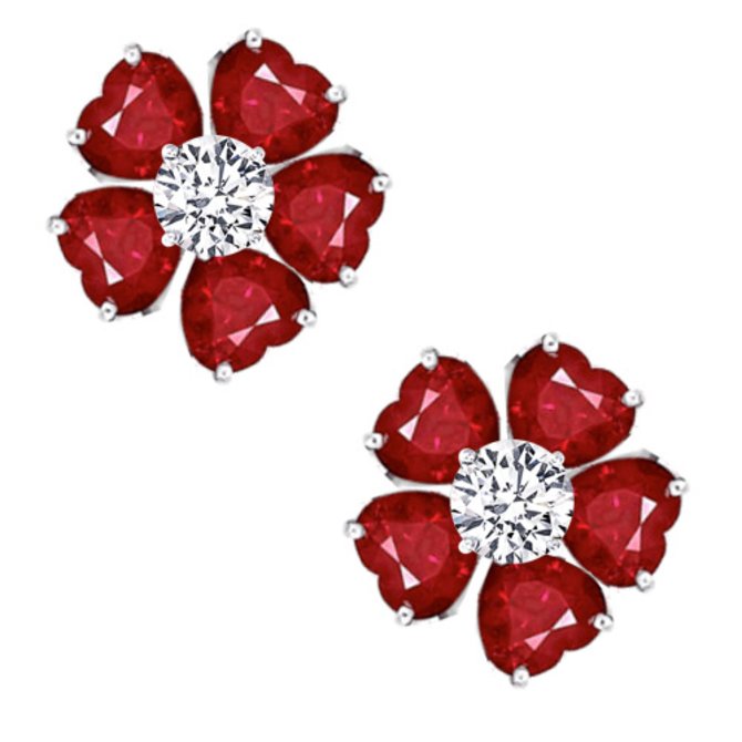 Graff RGE500 Butterfly Flower Ruby Heartshape & White Round Diamond Flower