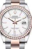 Rolex Datejust 126281RBR White Chromalight Everose Rolesor Set with Diamonds Bezel Oyster Bracelet