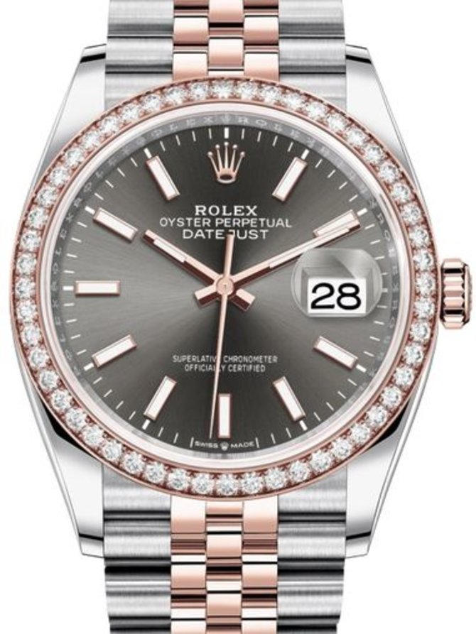 Rolex 126281RBR Dark rhodium Chromalight Jubilee Datejust Everose Rolesor Set with Diamonds Bezel Jubilee Bracelet