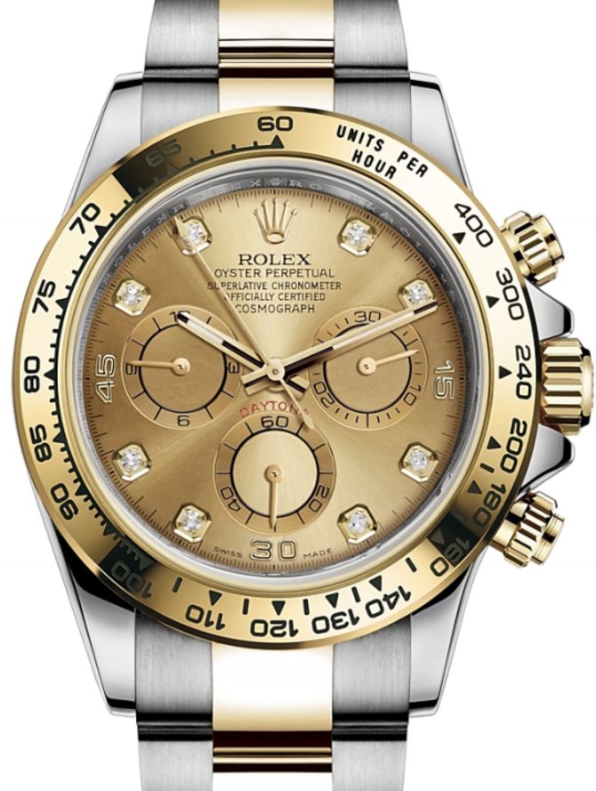 Rolex 116503 Champagne set with diamonds Daytona Steel and yellow gold