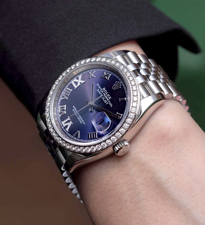 Rolex 126284RBR-0013 Datejust 36 White Rolesor Diamonds Bezel Jubilee Bracelet - фото 3